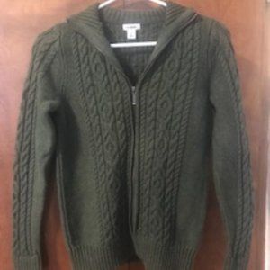 LL Bean Hunter Green Zip Up Sweater